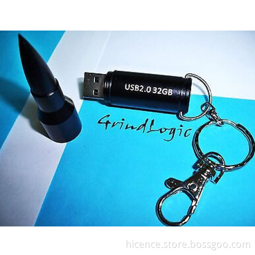 USB 2.0 Black Metal Bullets Model Flash Drive